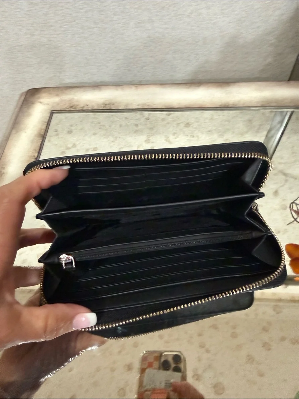 kate spade Black Gold Logo Zip Wallet
